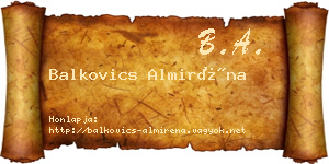 Balkovics Almiréna névjegykártya